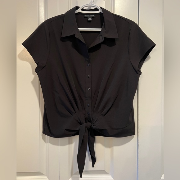 Black Button-Up Top - Picture 1 of 3